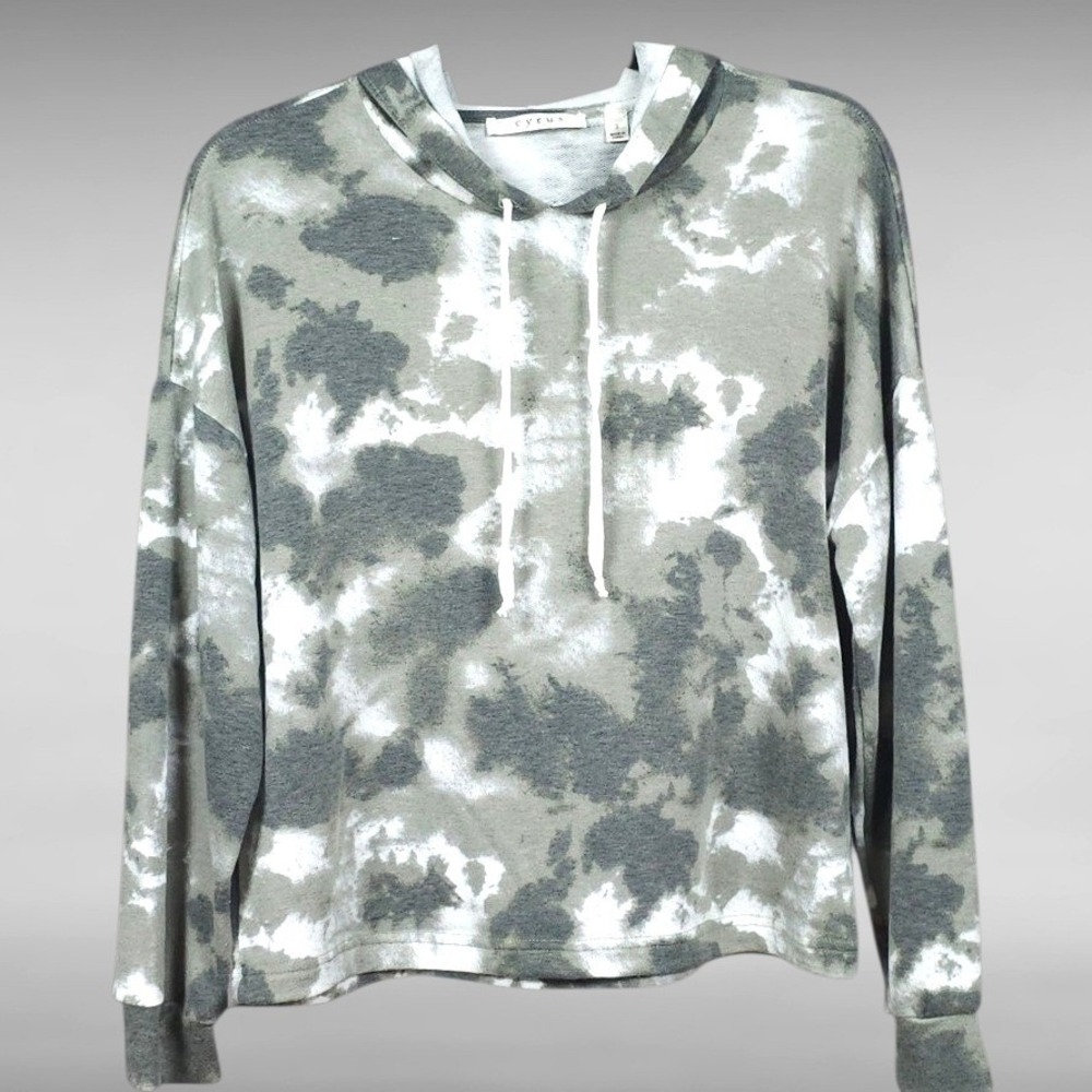 Earthy Granola Girl Tie Dye Hoodie Slouchy Boho Pullover Forest Green Womens S